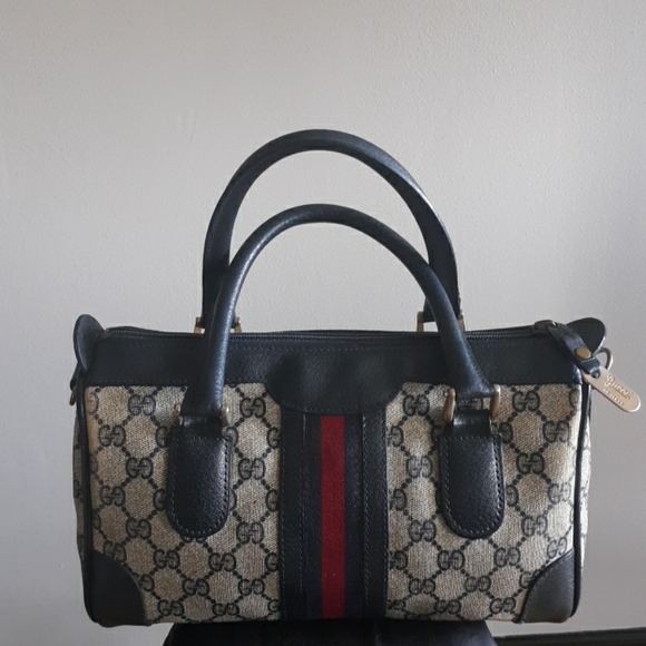 Gucci Handbags - Authentic Vintage Gucci Boston Navy and Red
